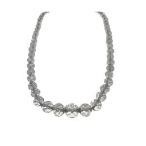 Vintage Crystal Glass Faceted Sphere Beaded Necklace, Mid Century Necklace